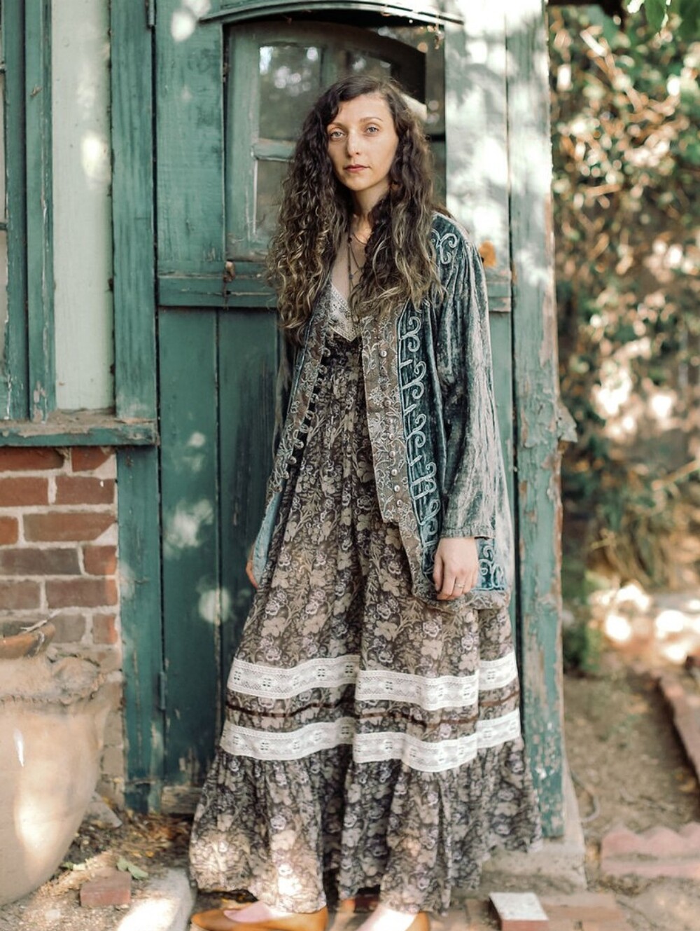 Vintage Jonathan Logan Floral Maxi Dress In Brown And Cream